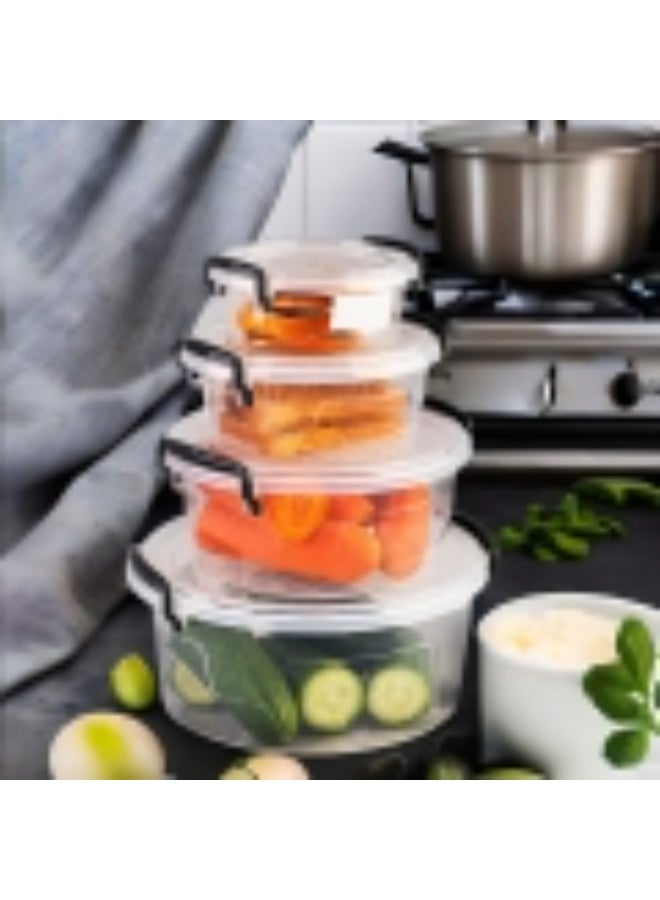 فافيلا طقم أوعية بلاستيك مدورة قابلة لإعادة الاستخدام من فافيلا يمكن استخدامها لتخزين الطعام وتحضير بقايا الطعام طقم مكون من 3قطع بأحجام مختلفة (1200-2100-3400 مل) شفاف - كود9023 - Image 4